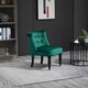 image 6 of HOMCOM Velvet Accent Chair Tufted Wingback Chair w/ Rubber Wood Legs Dark Green