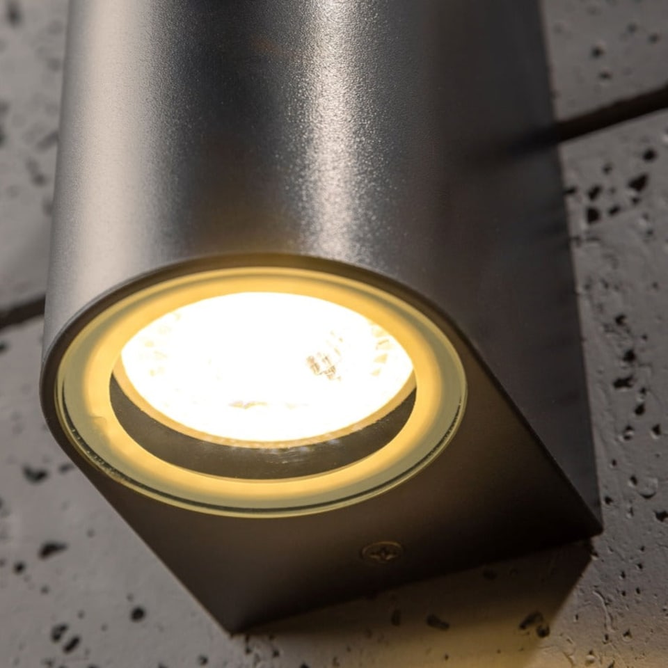 image 1 of CGC EILEEN Black Curved Double GU10 Outdoor Wall Light | Black | Black