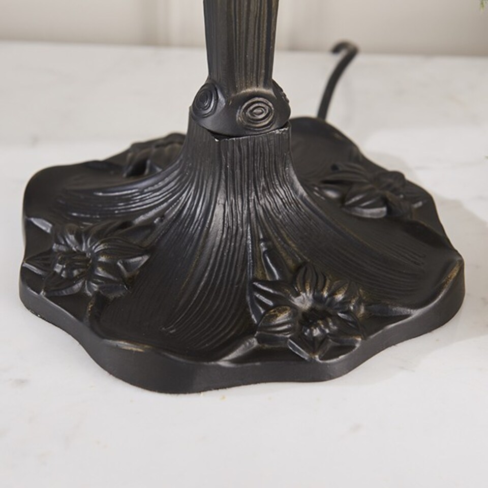 image 1 of Dragonfly 2 Light Small Table Lamp Dark Bronze, Blue, Tiffany Style Glass, E27