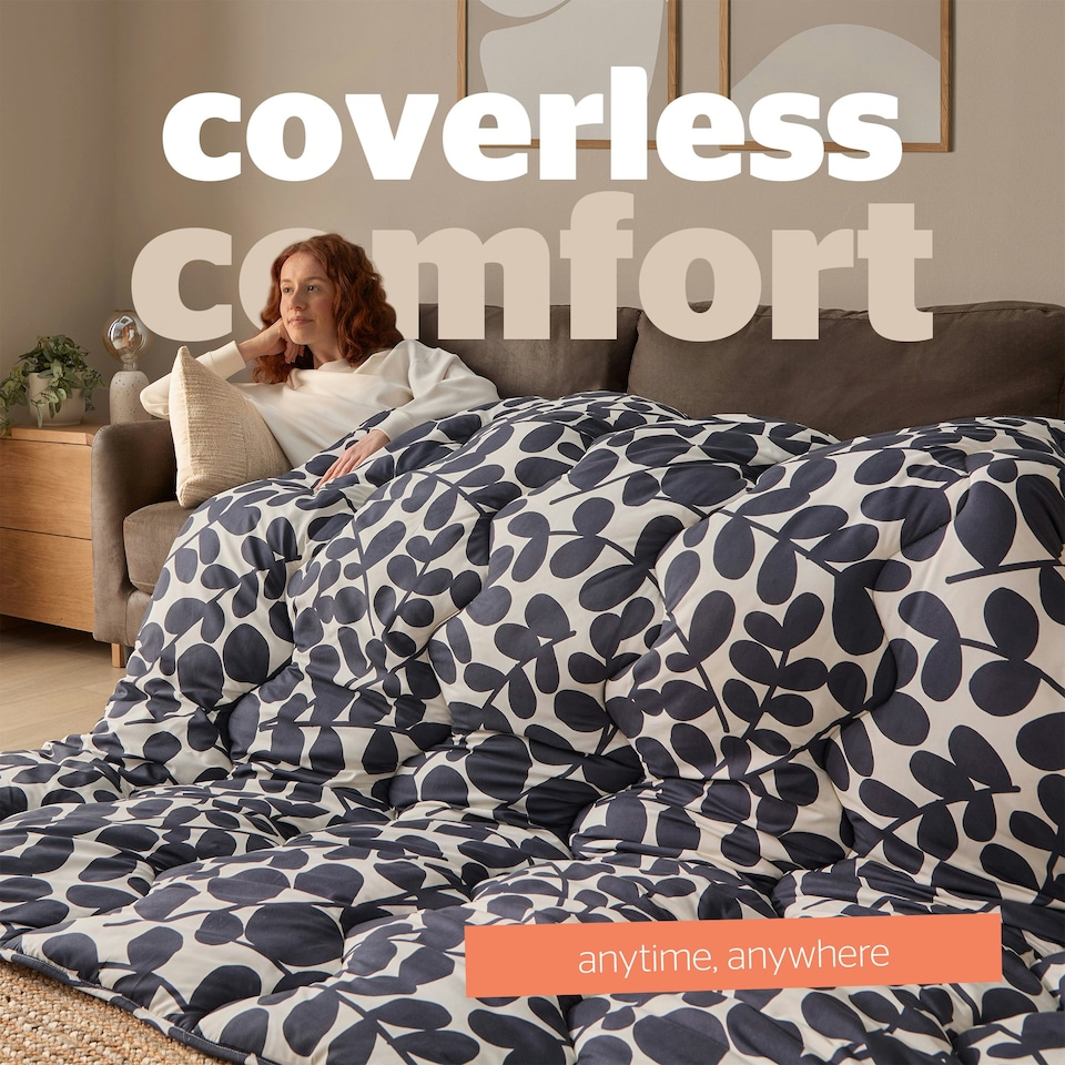 image 1 of Silentnight Coverless 10.5 Tog Duvet and Pillowcase Set, Leaf Print Blue | Double