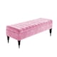 image 1 of 120cm Sierra Striped Ottoman Storage Bench with Black Turned Wooden Legs - Pink Plush Velvet Upholstered Shoes Bench