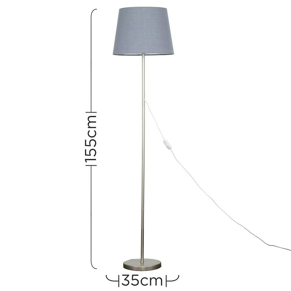 image 1 of ValueLights Pair of Charlie Chrome Table Lamp Grey Shade Grey