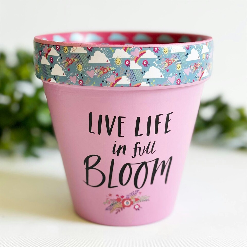 Love Plants Pot Ceramic Growing Garden Live Life In Full Bloom | Multi
