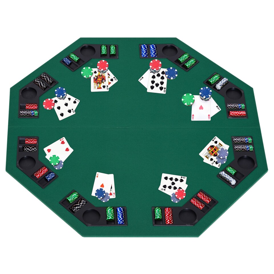 image 1 of HOMCOM 1.2m/48 Inches Foldable Poker Table Top 8 Players Blackjack Tables Chip Trays