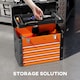 image 3 of HOMCOM 4 Drawers Large Tool Box, Powder Coated Steel Toolbowith Top Tray, Mini Parts Boxes, Ball Bearing Runners, Handle, Heavy Duty Tool Chest for Workshop, Garage, 497mm 253mm 407mm, Orange | Orange | Black | 1