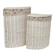 image 1 of Set of 2 Cotton Lined Wicker White Wash  Corner Laundry Baskets | Grey | Grey