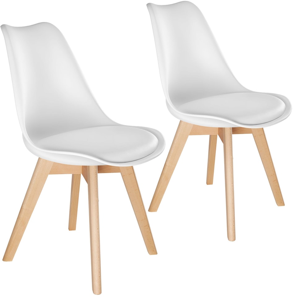 image 1 of Dining Chair Frederikke with Padded Seat, Ergonomic Shape, and Wooden Legs | White | white | One Size | 2