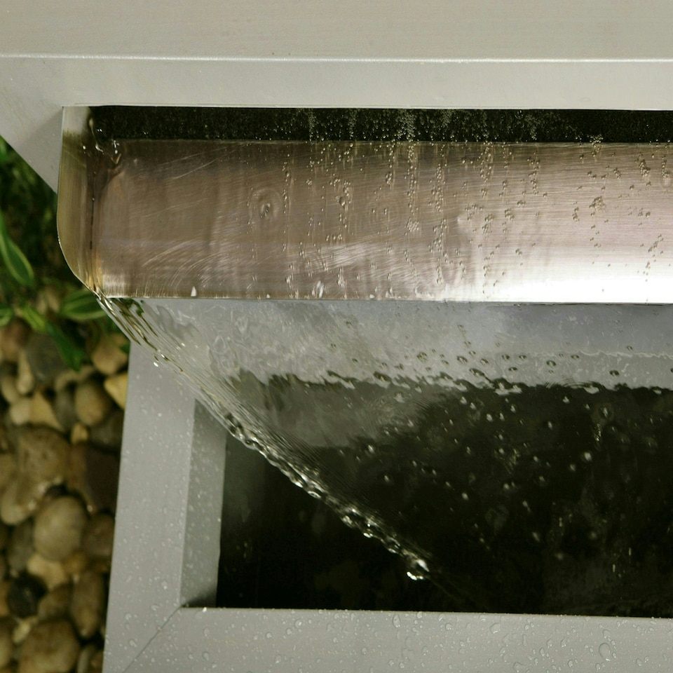 image 1 of Primrose Blade Fountain Brushed Trough Stainless Steel Water Feature Silver 57cm
