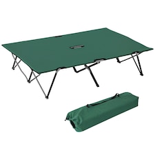 Outsunny Double Camping Folding Cot Outdoor Portable Sleeping Bed, Green