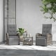 image 2 of Outsunny 3 PCs Rattan Chaise Lounge Sofa Set with Cushion for Patio Yard Brown