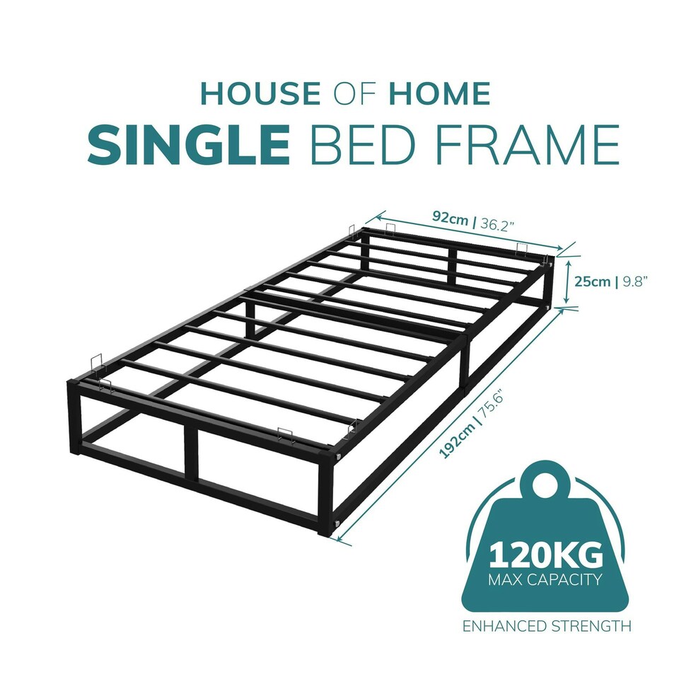 image 1 of Single Bed Frame Extra Strong Platform Metal Frame Bedroom Easy Build
