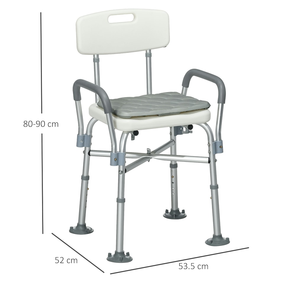 image 1 of HOMCOM Aluminium Shower Chair Adjustable Bath Stool for Senior Disabled Pregnant