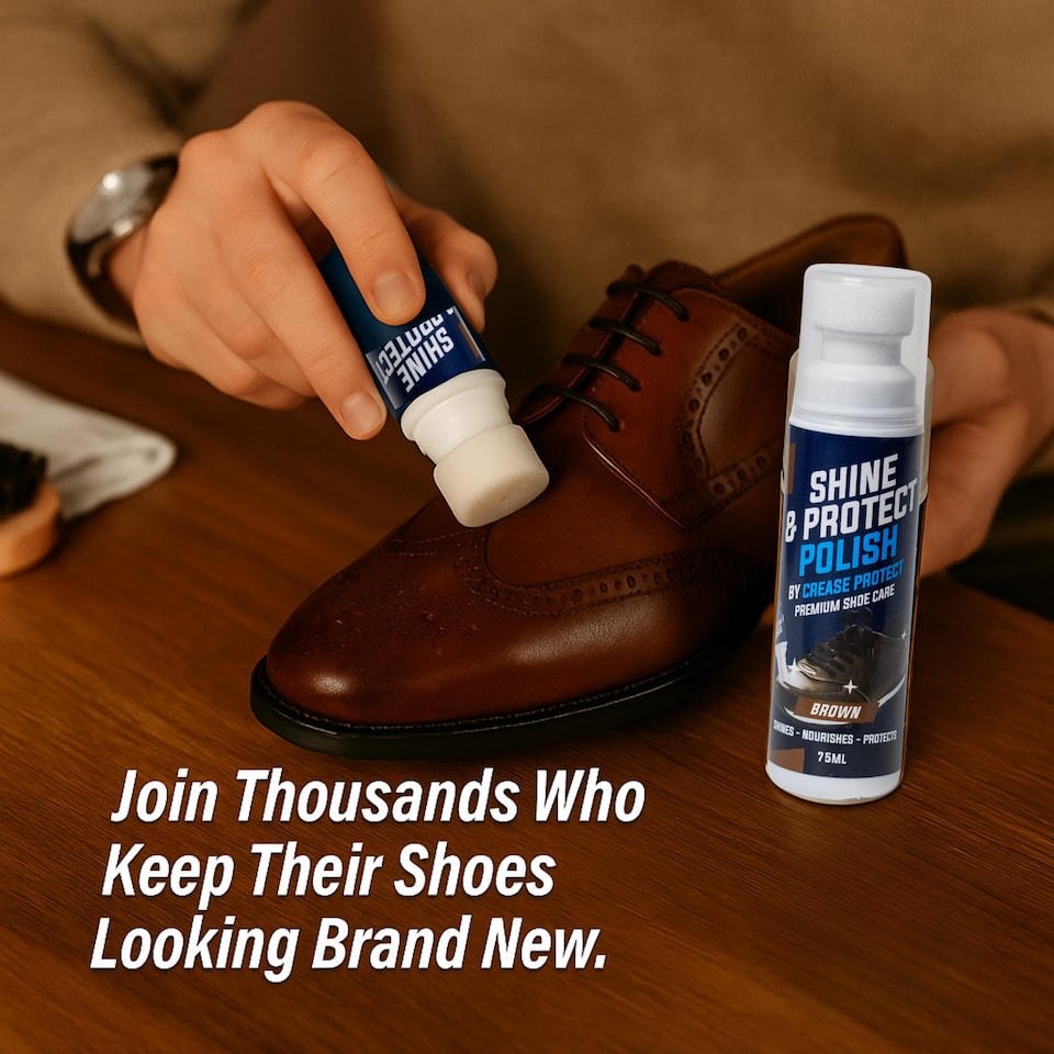 image 1 of Shine & Protect Shoe Polish - 75ml Liquid Shoe Polish - Brown