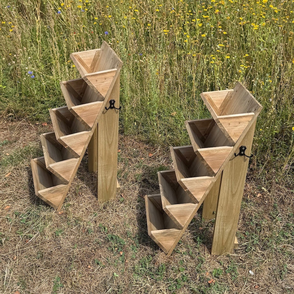 image 1 of 5 Tier Stepped Wooden Garden Flower & Herb Planter - Pack of 2