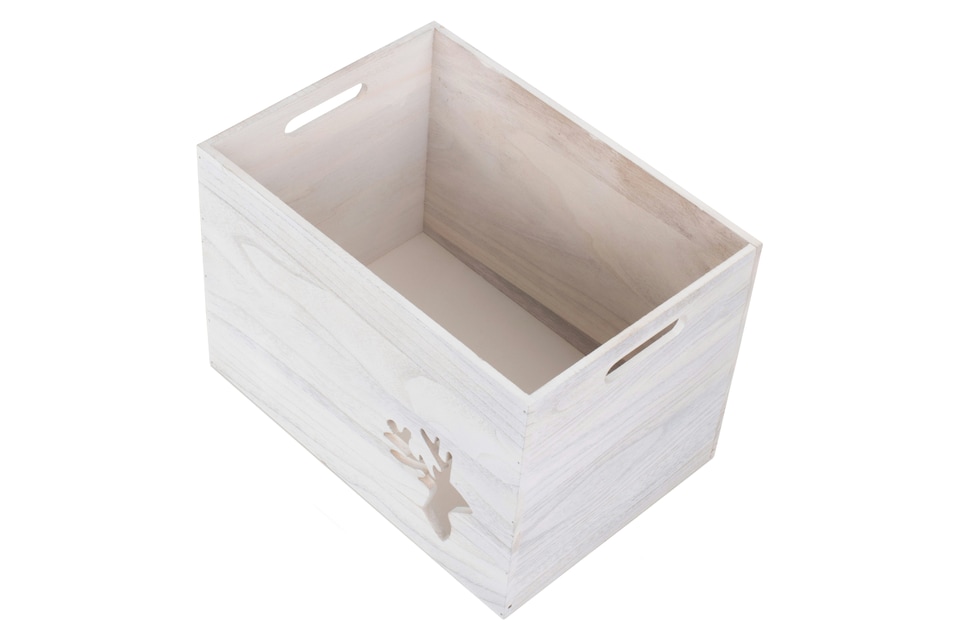 image 1 of Wooden Christmas Reindeer Storage Box | Brown | Brown | One Size | 1