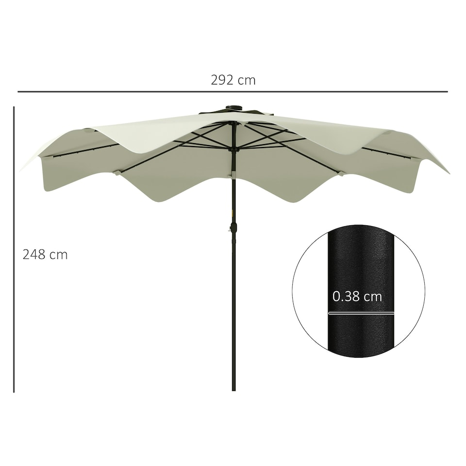 image 1 of Outsunny Garden Parasol Umbrella with LED Lights and Tilt, Table Umbrella