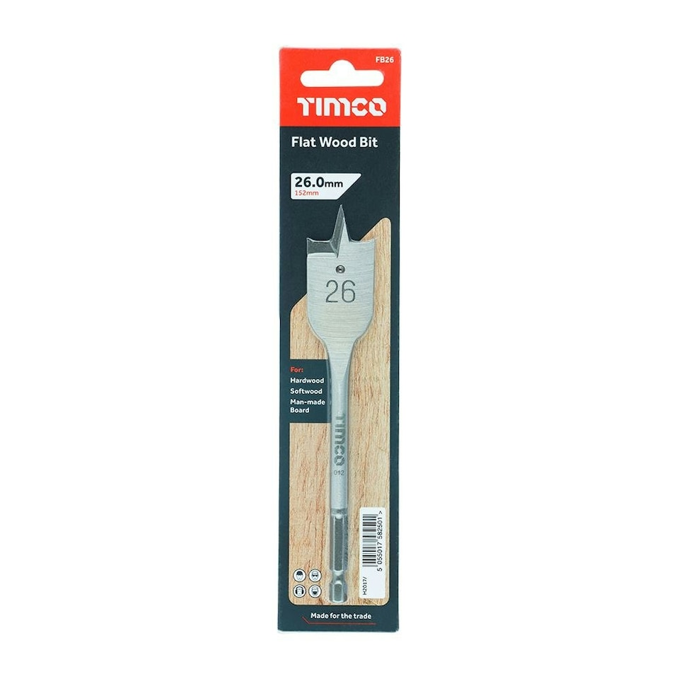 image 1 of Timco - Flat Wood Bit (Size 26.0 x 152 - 1 Each)