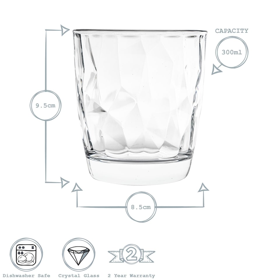 image 1 of Bormioli Rocco Diamond Water Glasses - 300ml - Clear - Pack of 6 | Clear | Clear