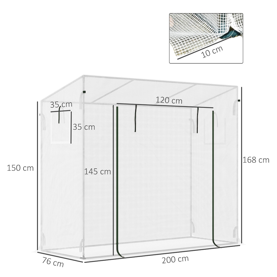 image 1 of Outsunny 200x76x168cm Walk-in Garden Greenhouse Plant Warm House