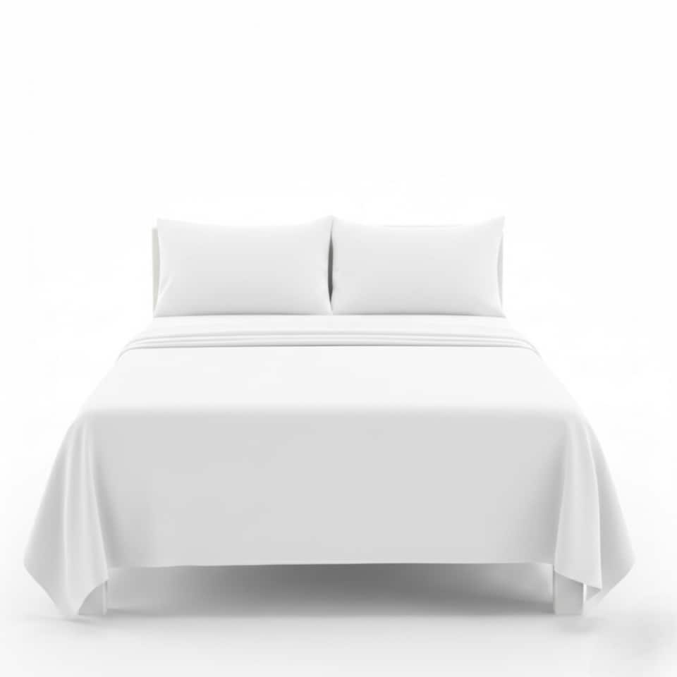image 1 of Easy Care Flat Bed Sheet Polycotton Durable Low Maintenance Bedding | White | King