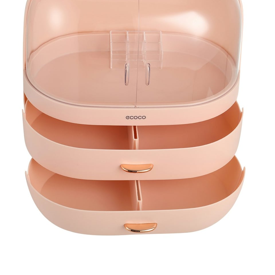 image 1 of Living and Home Dustproof and Waterproof Makeup Organizer - Rose Pink - L size