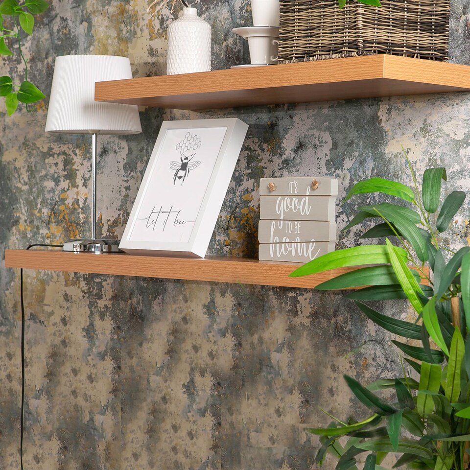 image 1 of Harbour Housewares Modern Floating Wall Shelves - 100cm - Brown - Pack of 6