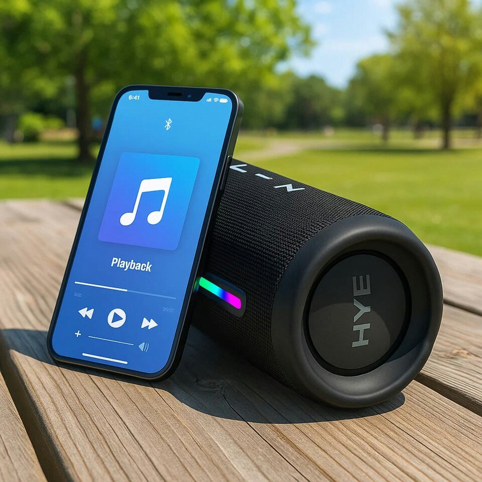 image 1 of HYE 40W Portable Bluetooth Speaker IPX6 Waterproof 10Hr Battery Life - Black PS20