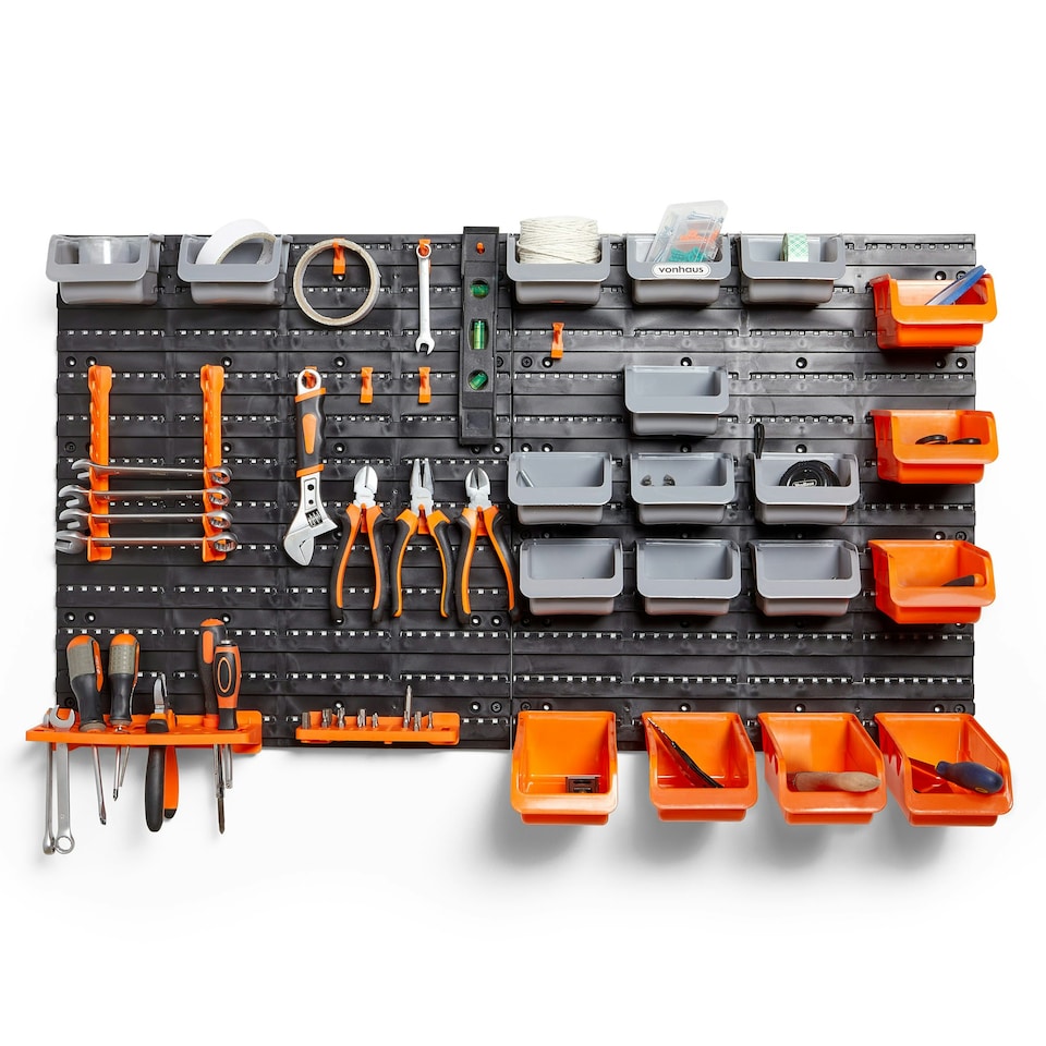 image 1 of VonHaus 44 Piece Wall Mounted Pegboard for Garage Storage