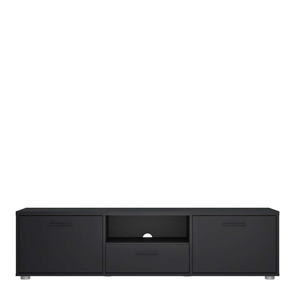 image 1 of Media TV Unit with 2 Doors 1 Drawer 147cm Black
