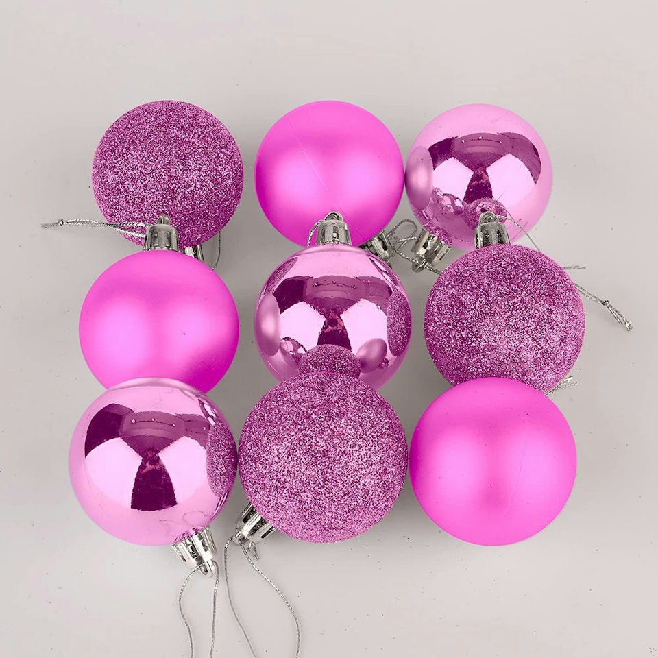 image 1 of 50mm/24Pcs Christmas Baubles Shatterproof Pale Pink