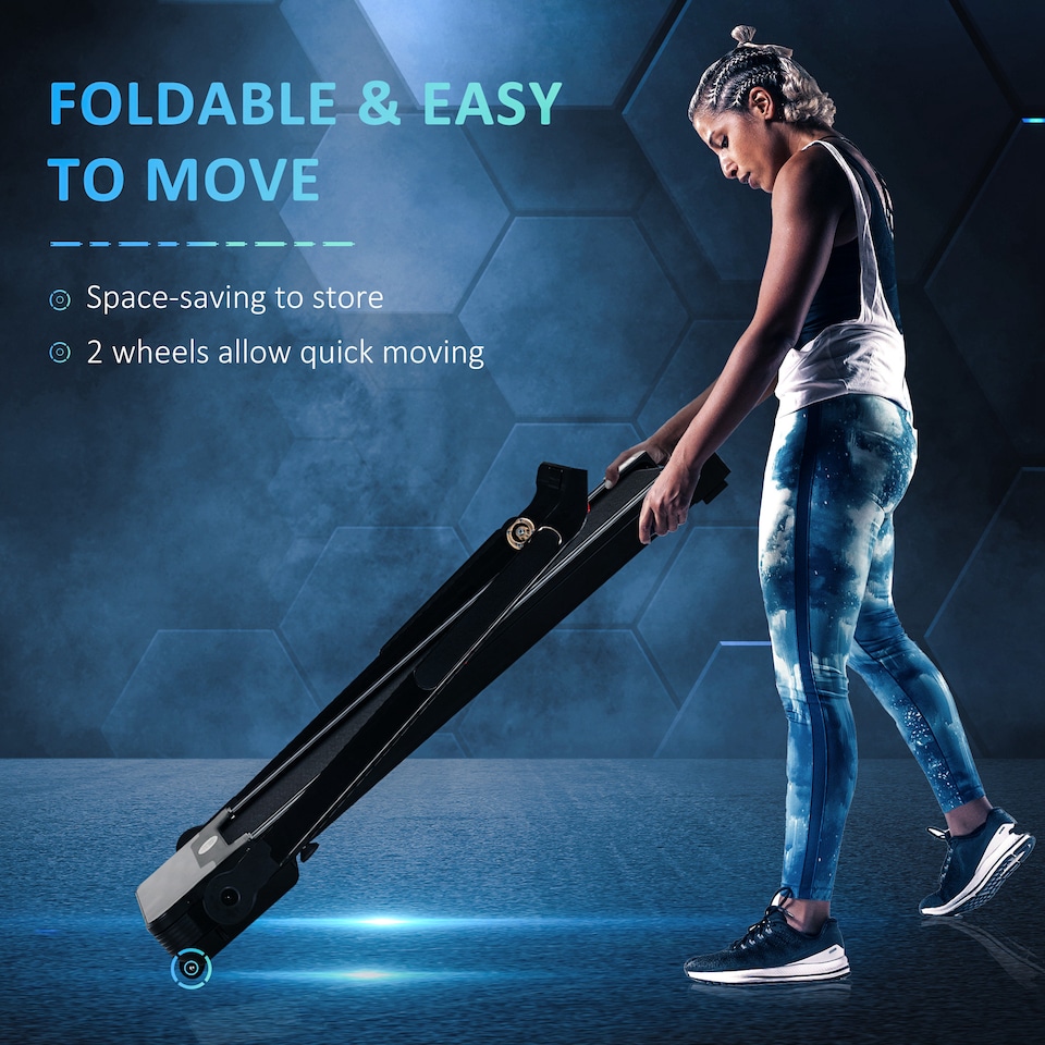 image 1 of HOMCOM 1.85HP Foldable Electric Treadmill Fitness Safety Lock LED screen-Black