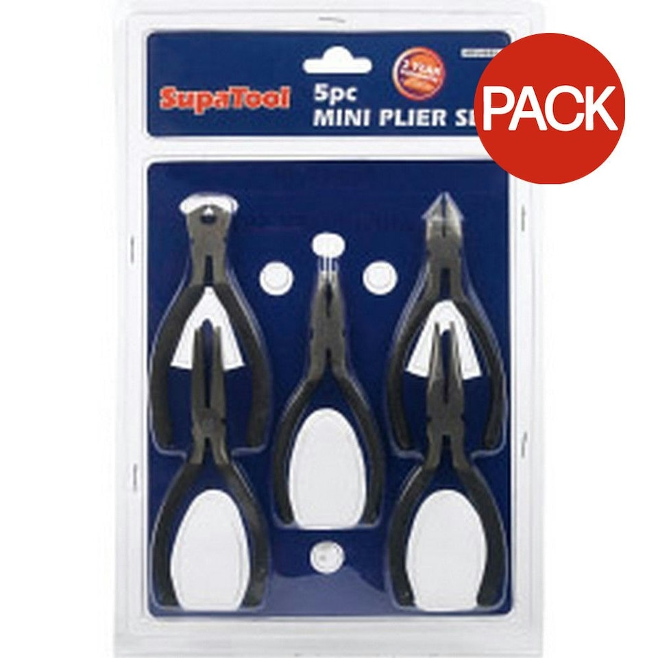 SupaTool Mini Plier Set (Pack of 5) - Black - One Size