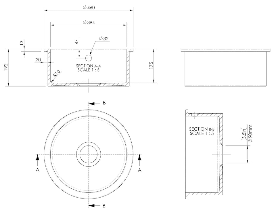 image 1 of Balterley Single Bowl Kitchen Sink Fireclay with Overflow - Set D