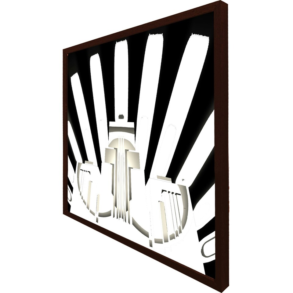 image 1 of Art deco skyscraper in black & white (Picture Frame) Brown | S