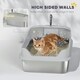 image 6 of PawHut Stainless Steel Cat Litter Box with High Sides Grey | L