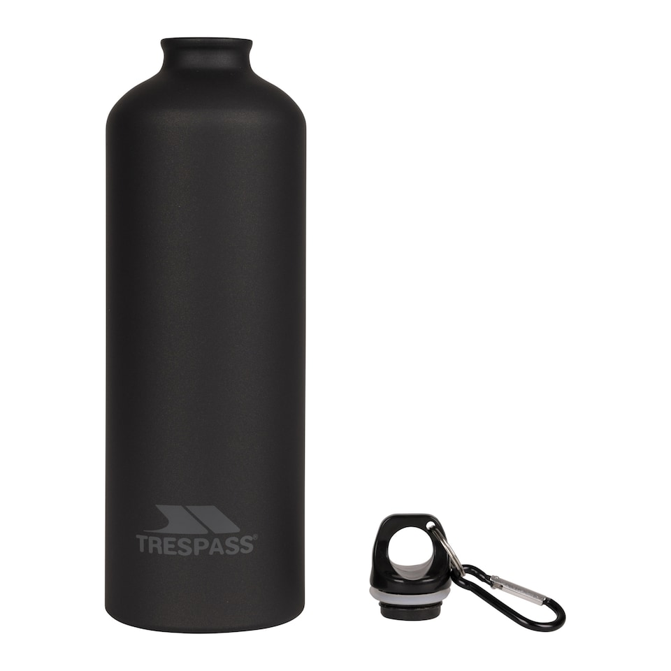 image 1 of Trespass Adults Slurp Water Bottle With Carabiner (1 Litre) | Black | Matt Black | 1