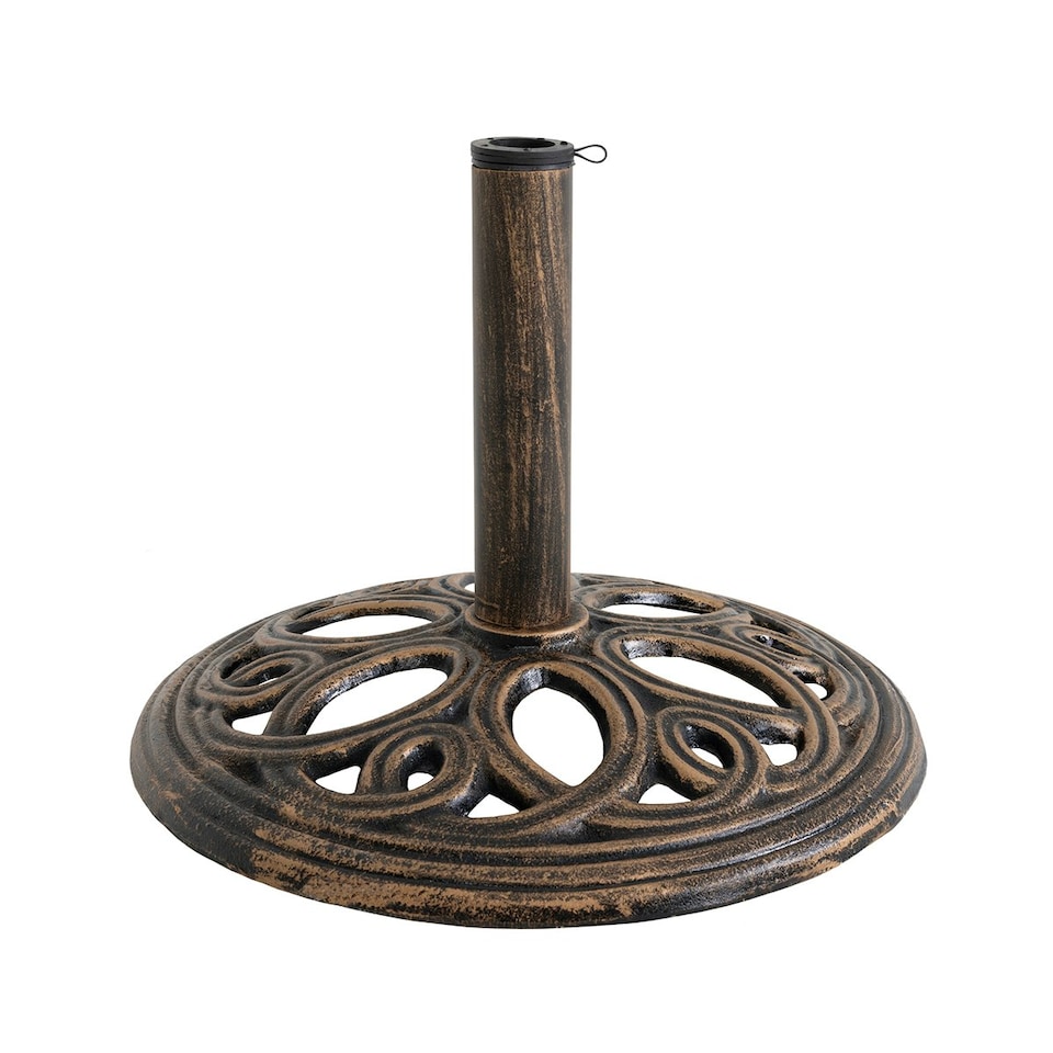 image 1 of Charles Bentley 12kg Cast Iron Round Patio Umbrella Parasol Base Stand - Bronze