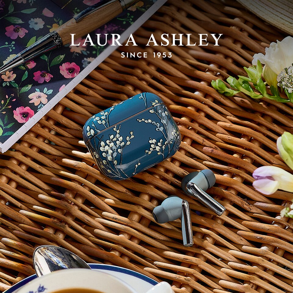 image 1 of Laura Ashley Pussy Willow Grey 'Skylark' True Wireless Earbuds with HD Microphone and Charging Case