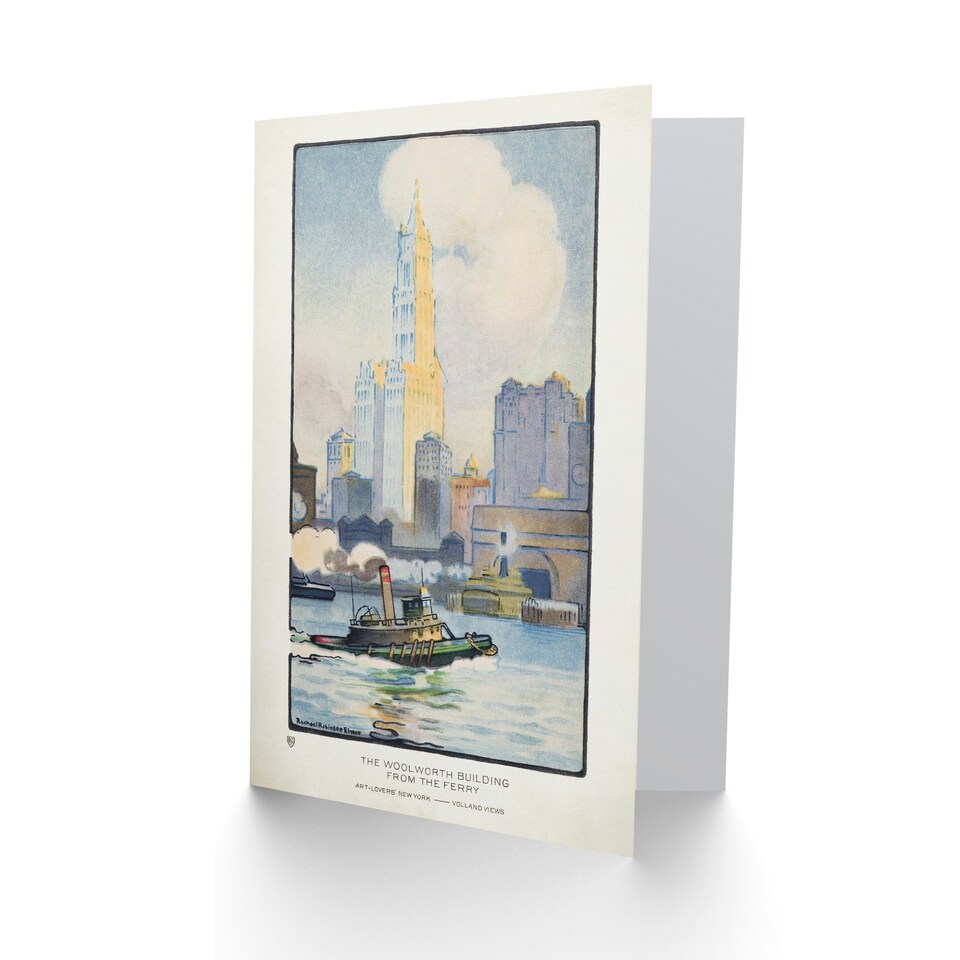 image 1 of Rachael R Elmer Art Card The Woolworth Building from the Ferry