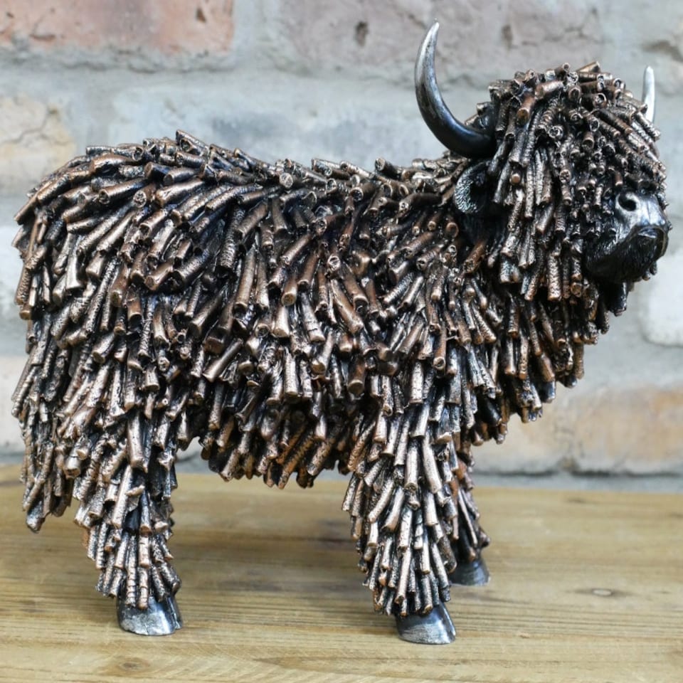 image 1 of Gifts Direct 2 U Bronzed Highland Cow Ornament Bronze