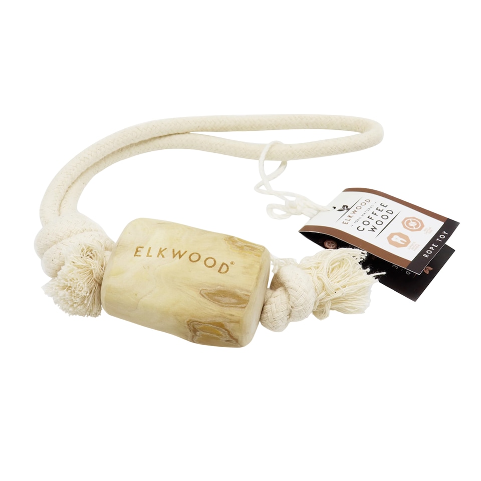 Elkwood Wood Rope Dog Toy | Brown | Wood/White | 1
