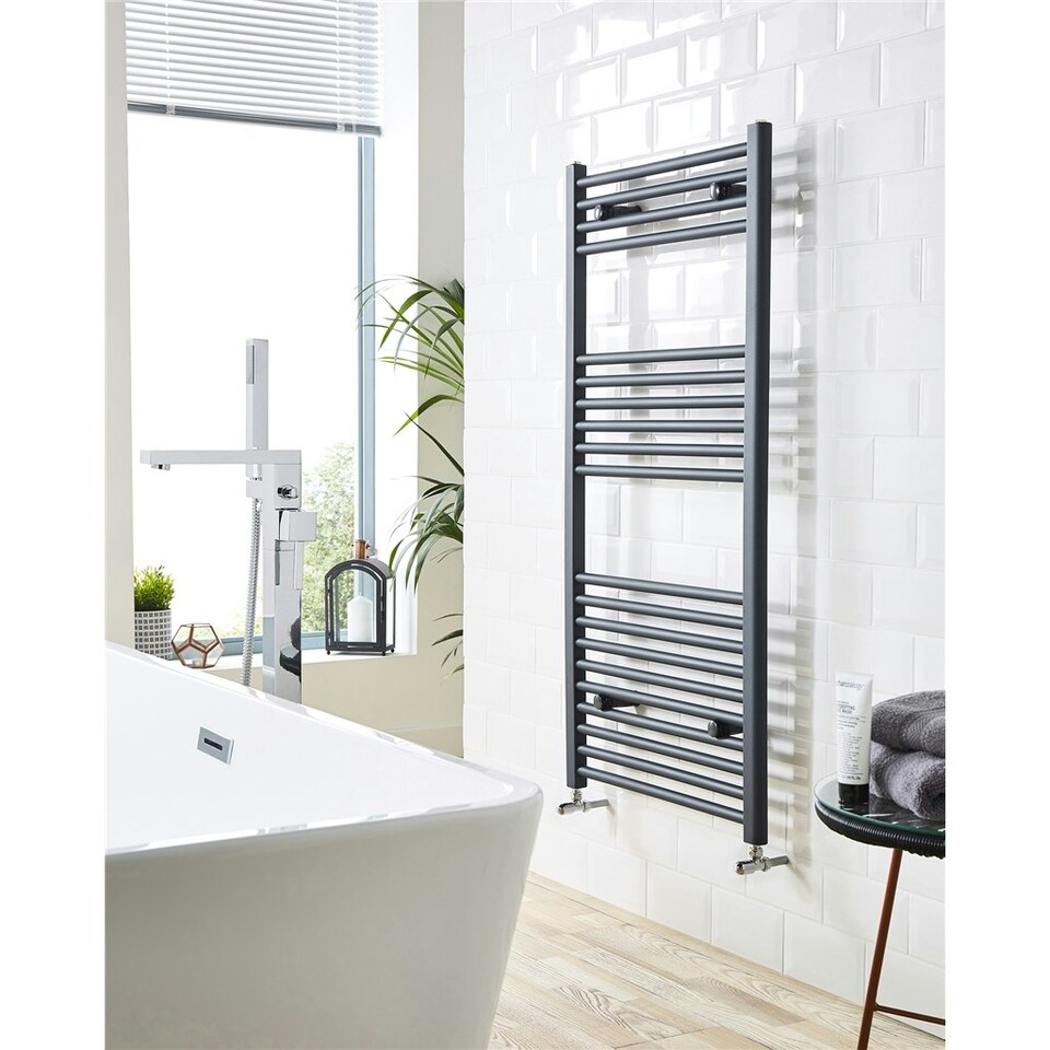 image 1 of 1000mm (H) x 600mm (W) - Vertical Anthracite -22mm - Bathroom Towel Rail- (Clifton Rail) -(1.0m x 0.6m)