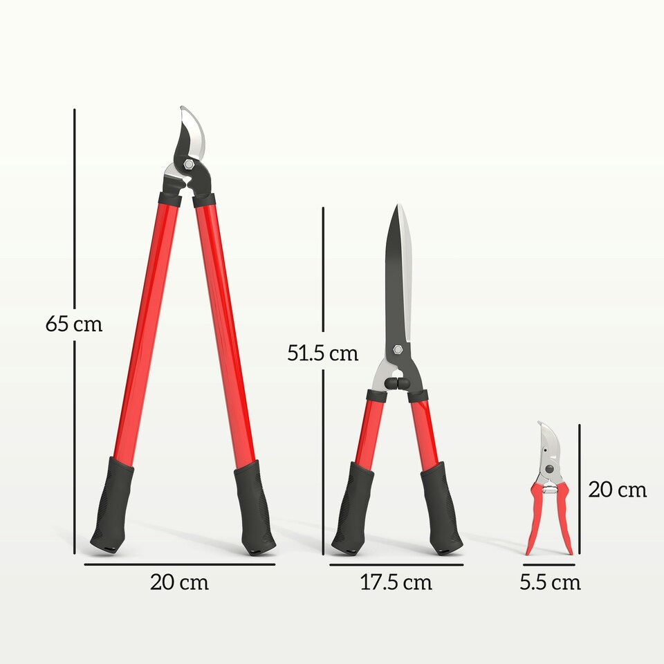 image 1 of Outsunny 3 PC Garden Shears Set w/ Hedge Shears, Lopper, Garden Secateurs