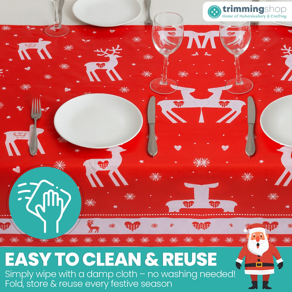 image 1 of Rectangular Christmas Waterproof PVC Table Cover - 120 x 180cm