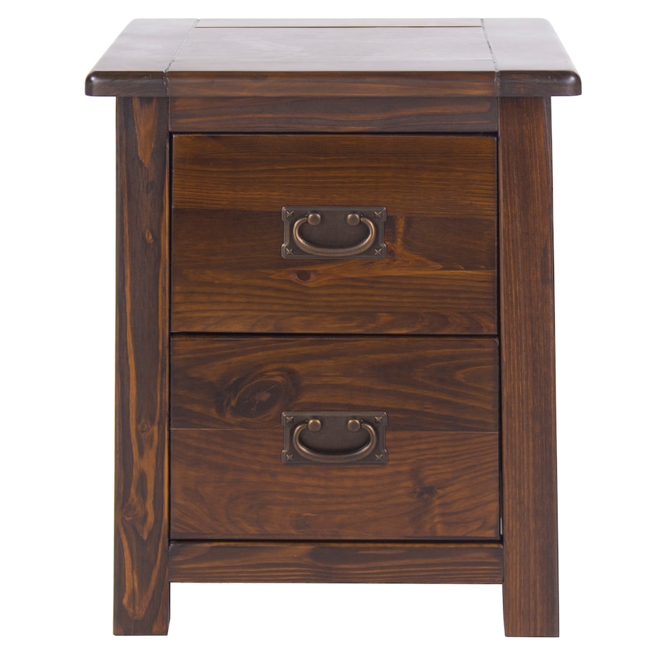 image 1 of Boston Handcrafted 2 Drawer Bedside Cabinet - Dark Brown Lacquer Finish, Colonial Design | Brown | Dark Brown | One Size | 1