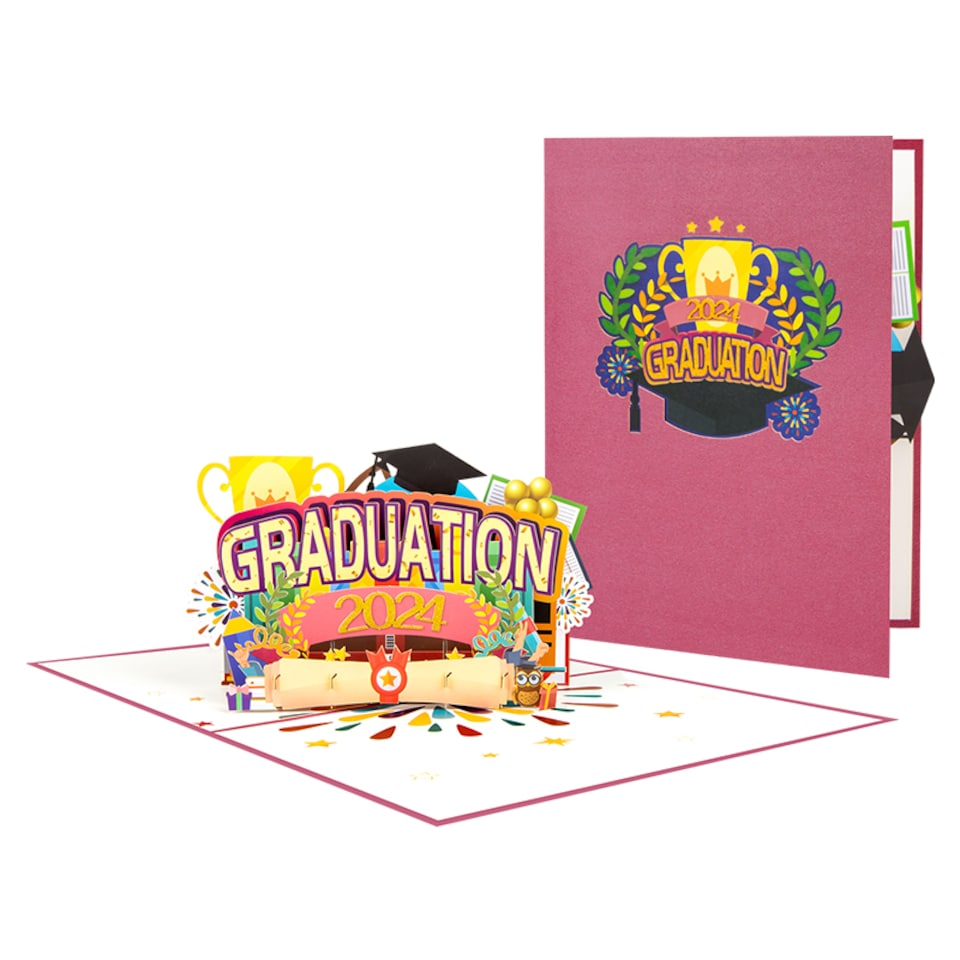 image 1 of Hats Off 3D 2024 Pop Up Graduation Card
