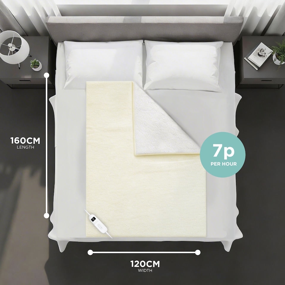 image 1 of DMD Heated Electric Throw Blanket, Fleece Sherpa, 9 Heat Settings & Timer, 120 x 160cm