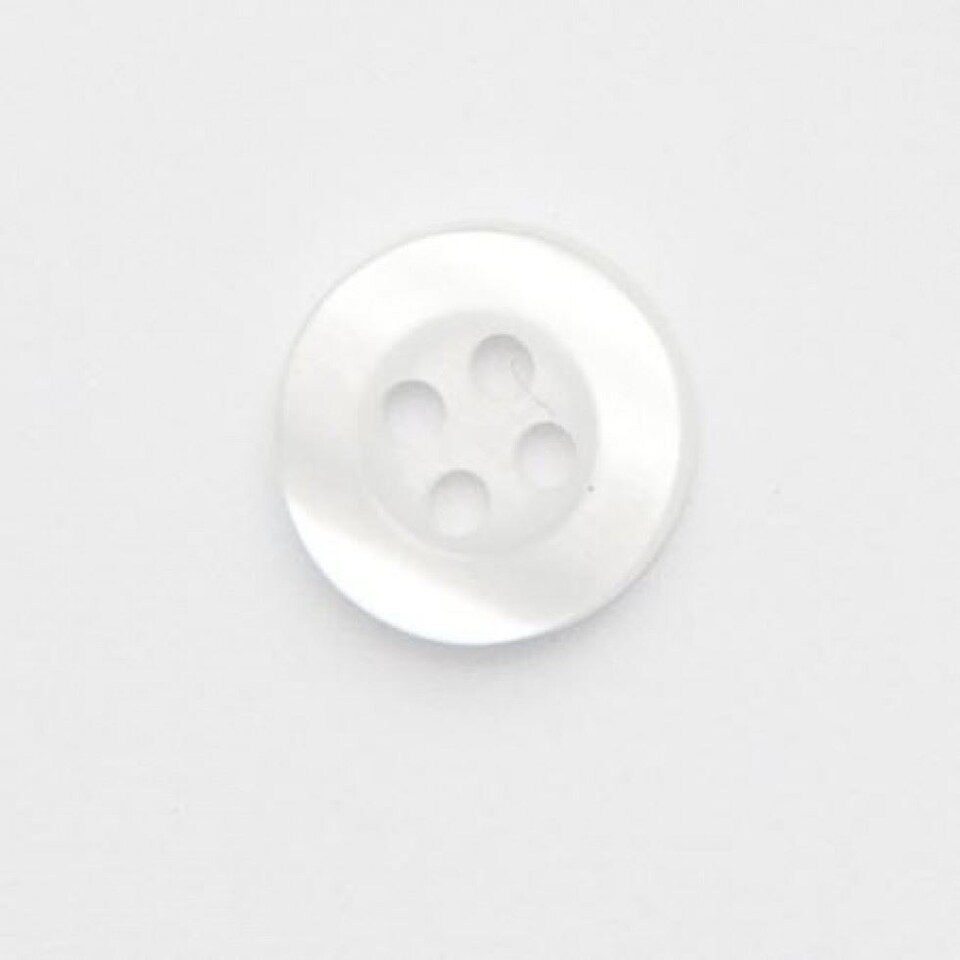 Minerva White Round 4 Hole Plastic Shirt Buttons for Dressmaking - 10mm - per value pack of 100