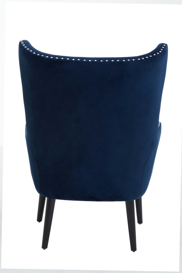 image 1 of Interiors by Premier Blue Wingback Lounge Arm Chair, High Back Fabric Living Room Chair, Mid Century Arm Chair with Fabric | Blue