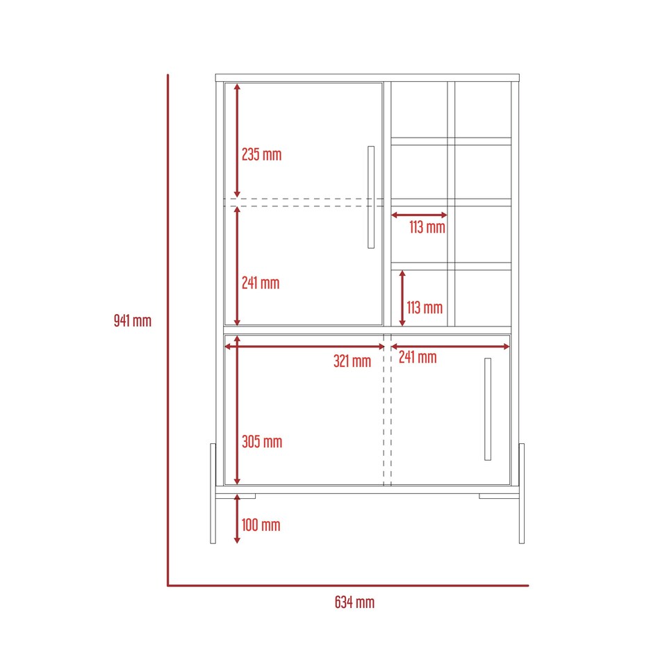 image 1 of Harvard Washed Oak and Wood Grain Grey Effect 2-Door Drinks Bar - Modern Storage Cabinet | Brown | Brown | 1